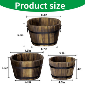 Adnee wooden whiskey barrel planter 7-3-inch ideal for medium plants.