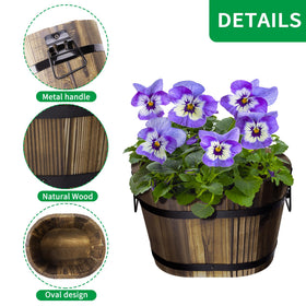 Adnee wooden whiskey barrel planter 8-3-inch for larger outdoor plants.