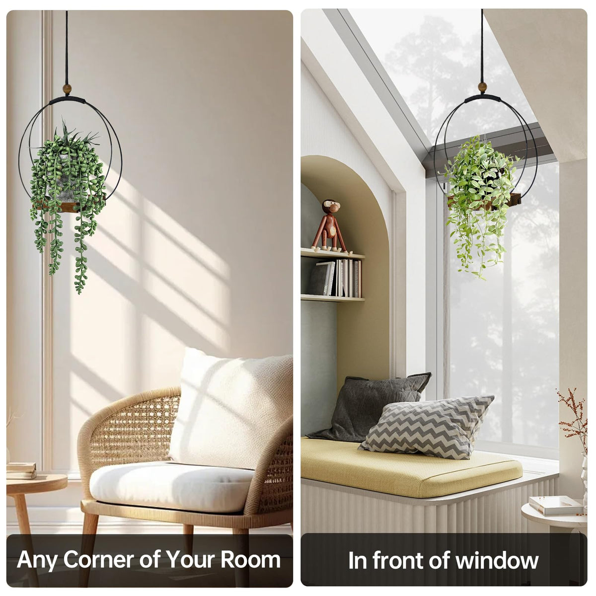 Adnkwolivt adjustable rope length helps tailor height for various plants.