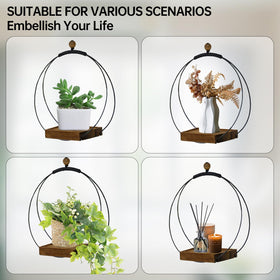 Adnkwolivt metal ring frame detail provides sturdy support for indoor plants.