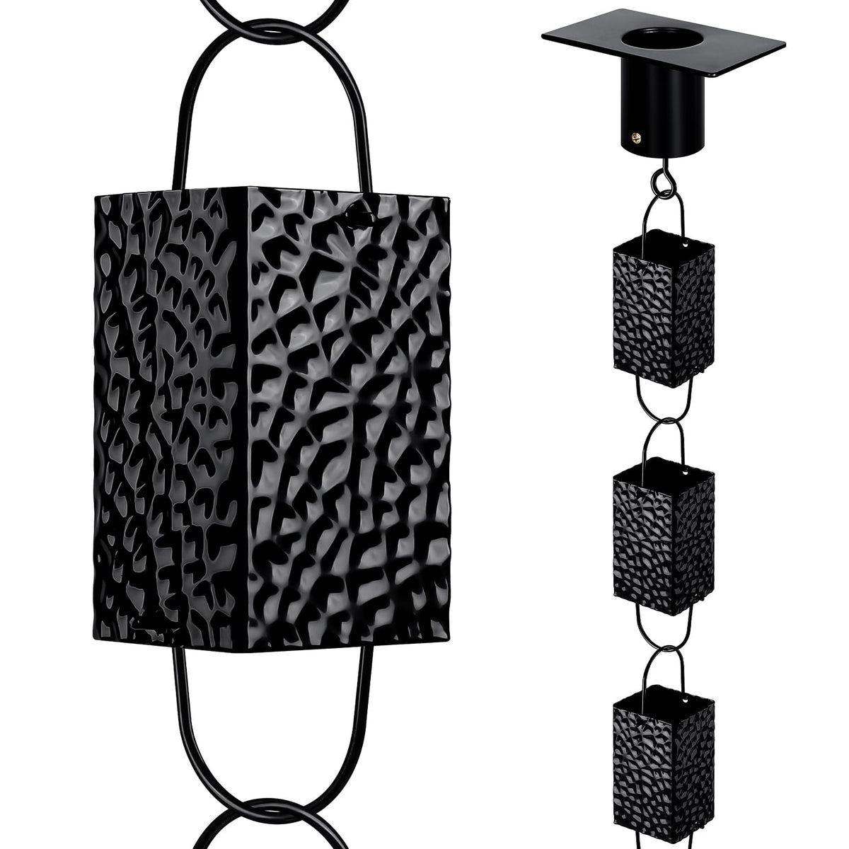 Adorafur rain chains outdoor 8.5ft black cups directing rainwater with modern curb appeal