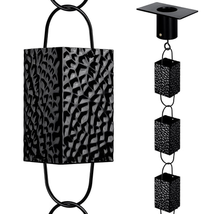 Adorafur rain chains outdoor 8.5ft black cups directing rainwater with modern curb appeal