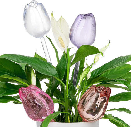 Adoric plant watering globes tulip-design in soil provide steady hydration for indoor plants
