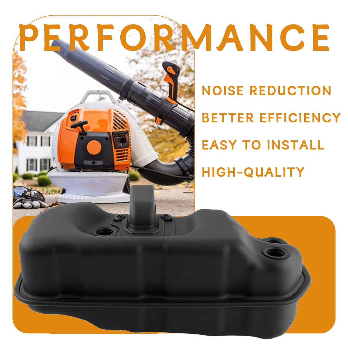 Adorih BR800 muffler close-up highlights noise-reduction feature for calmer work