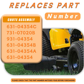 Adorih chute assembly on a Troy-Bilt mower showing broad compatibility
