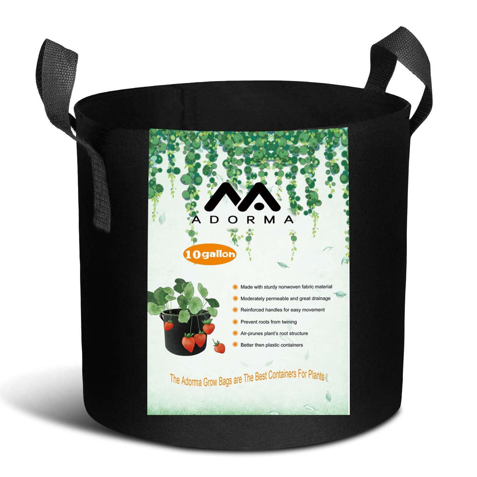 ADORMA 12-pack 10-gallon grow bags, ideal for expanding vegetable beds and container gardens.