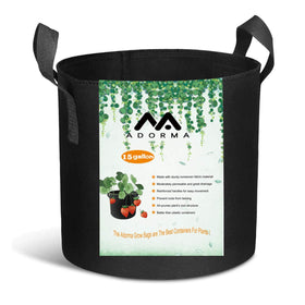 ADORMA 12-pack 15 gallon grow bag featuring breathable fabric improves drainage.