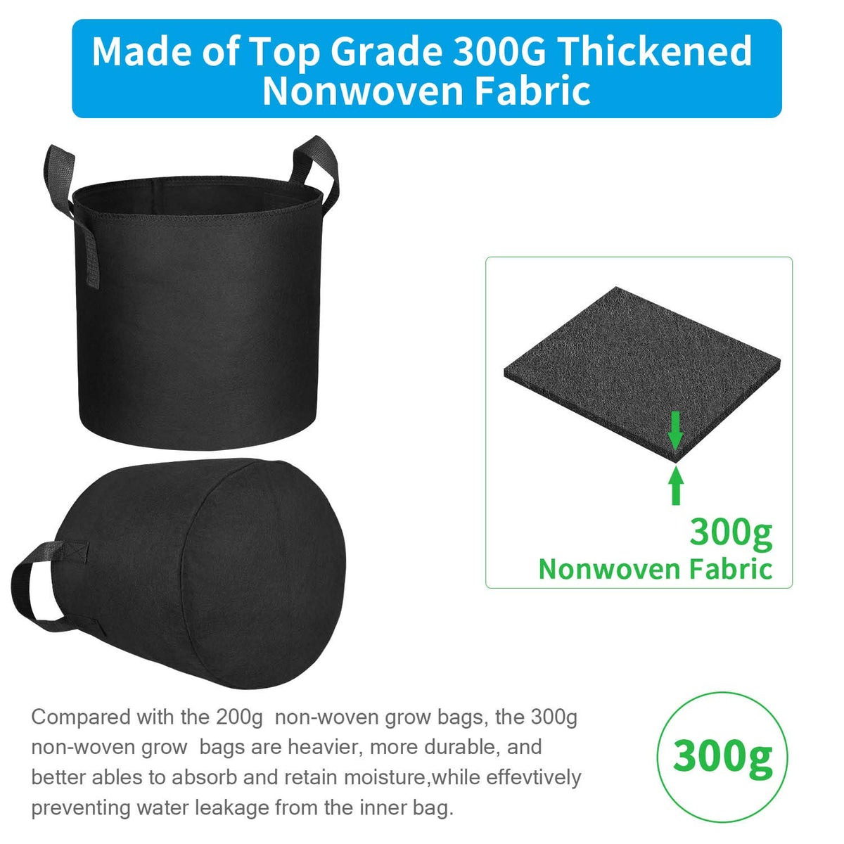ADORMA 12-pack 15 gallon grow bag reusable 3 years with proper care.