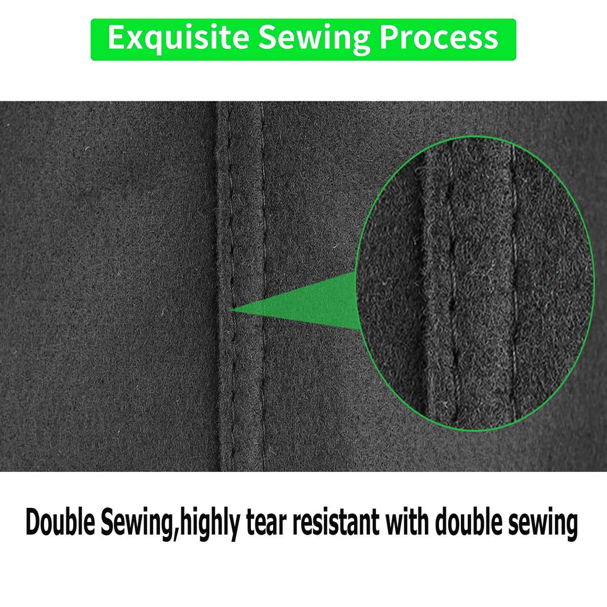 ADORMA reinforced handles with X-stitch design for secure lifting and moving.