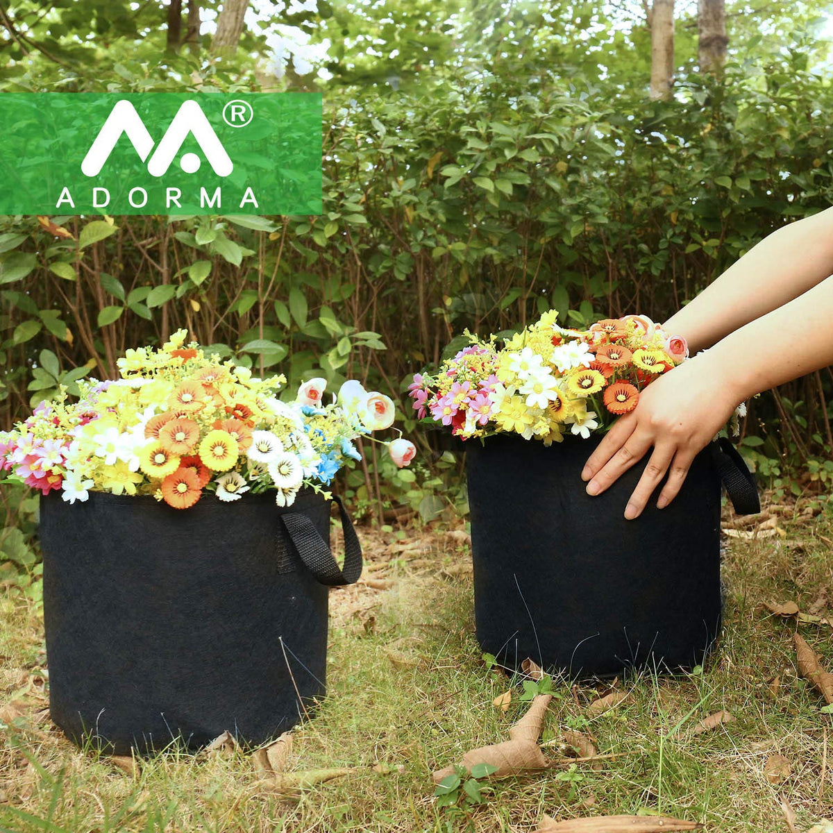 ADORMA reusable grow bags designed for multi-season use and easy storage.