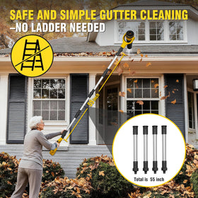 ADOTOCAM 270-degree nozzle targets corners for precise gutter clearance