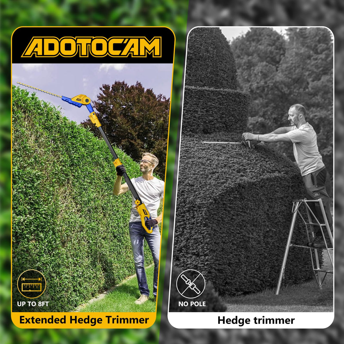 ADOTOCAM hedge trimmer delivering 1400 SPM for dense branches