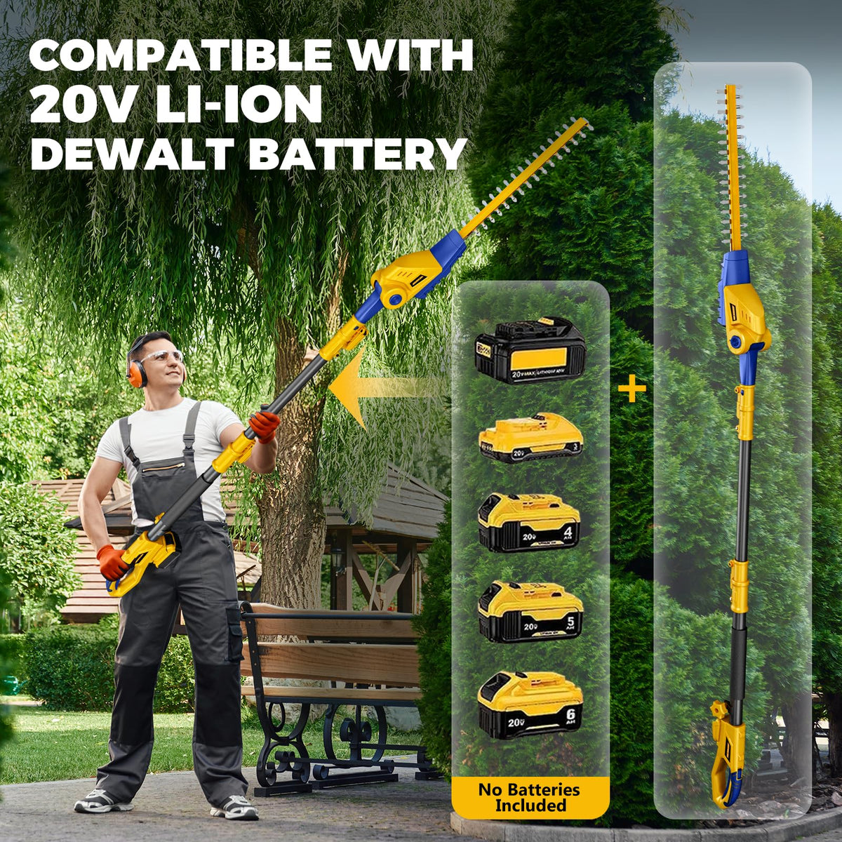 ADOTOCAM hedge trimmer with 16 inch dual blades for fast pruning
