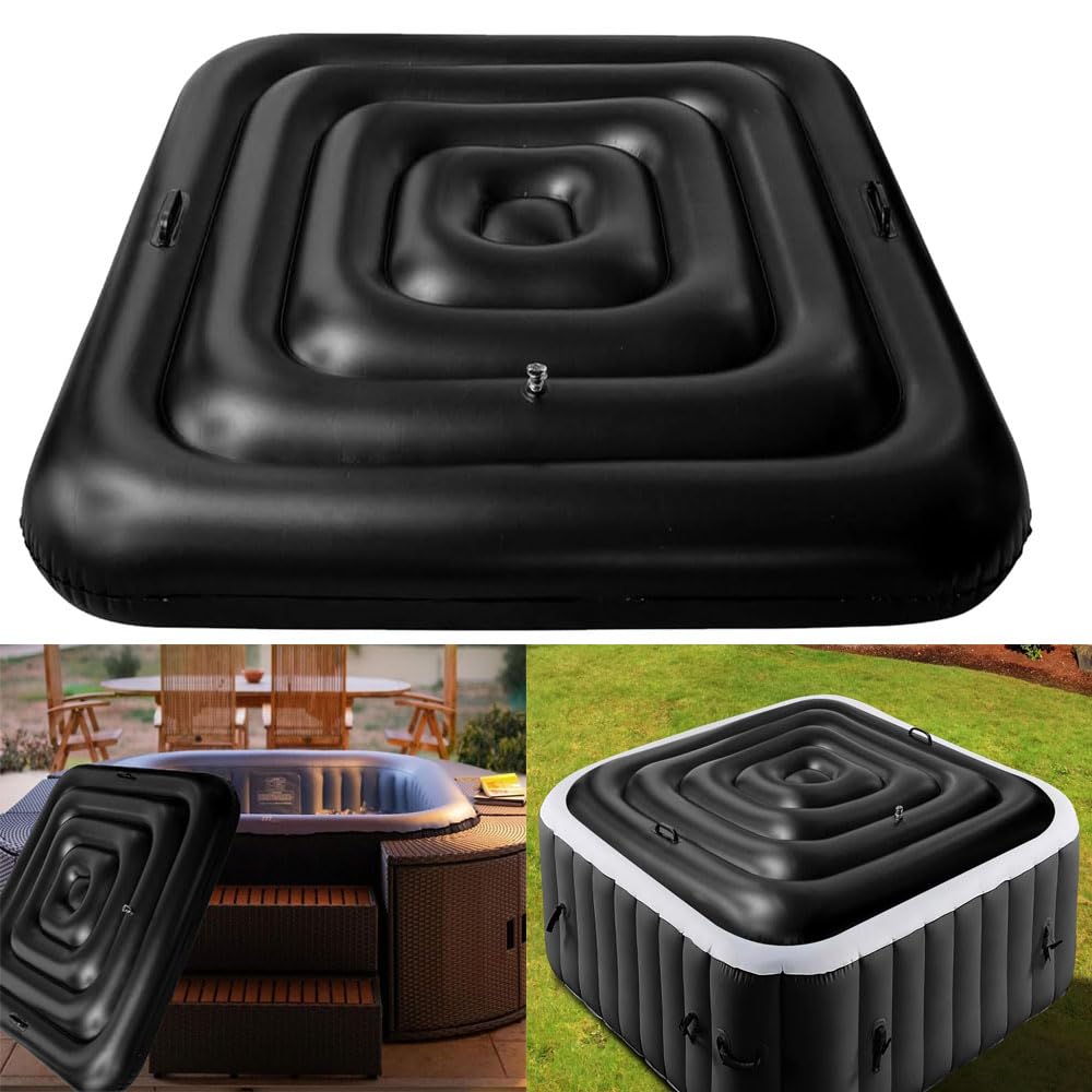 Adozsb inflatable hot tub cover with handle for square tub, easy to lift
