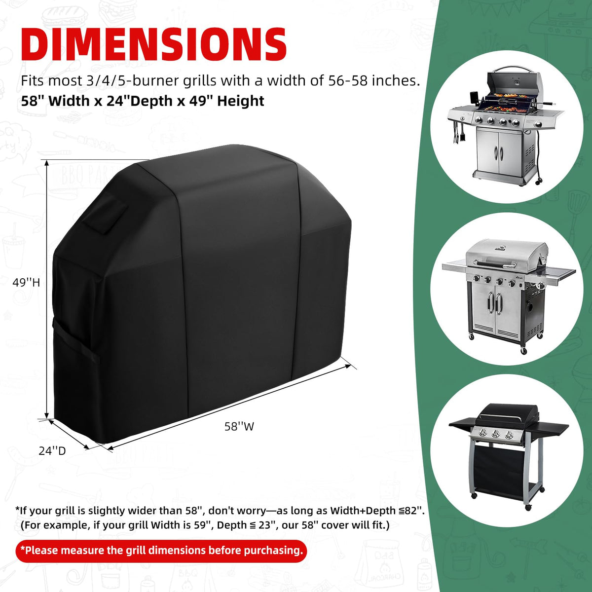 ADTOGA waterproof PVC-backed grill cover keeps moisture out