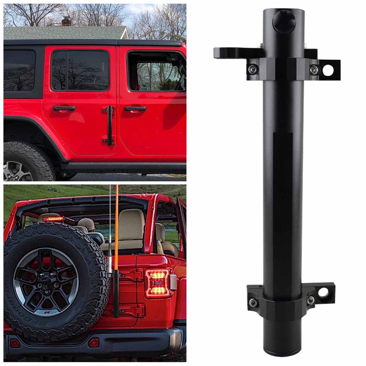 ADTOPI tailgate hinge mount for Jeep flagpole support.