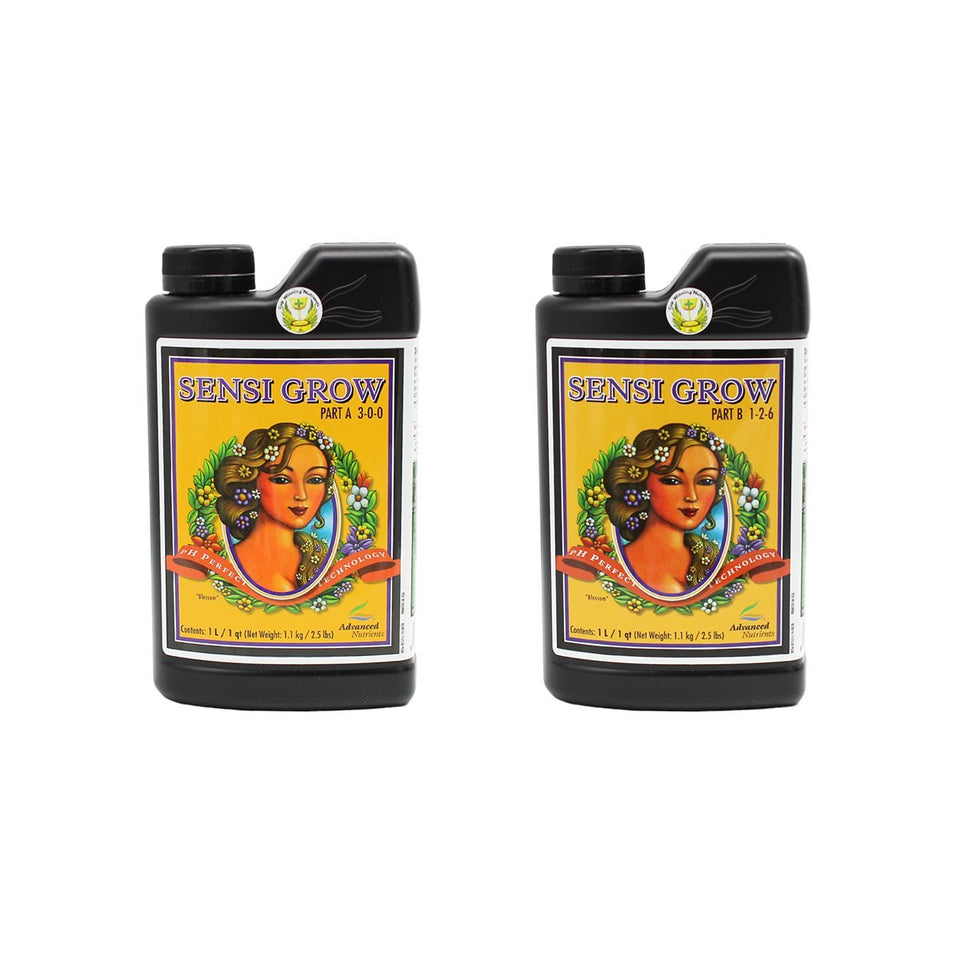 Advanced Nutrients pH Perfect Sensi Grow Part A+B bottle supports strong vegetative growth