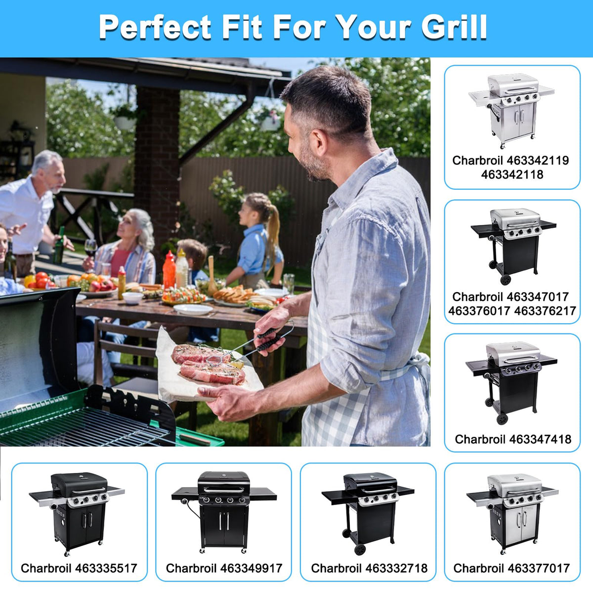 Adviace 18-inch narrow cast-iron grate, one piece, fits tight spaces for precision grilling.