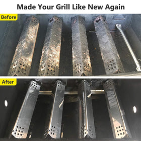 Angled tamers capture drippings to promote smoky flavor during cooking.