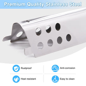 Adviace stainless carryover tubes, three pieces, promote even heat transfer across the grill.