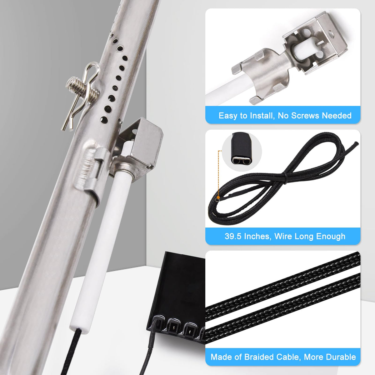 Adviace stainless steel grill burners, four pieces, provide reliable flame and consistent heat.