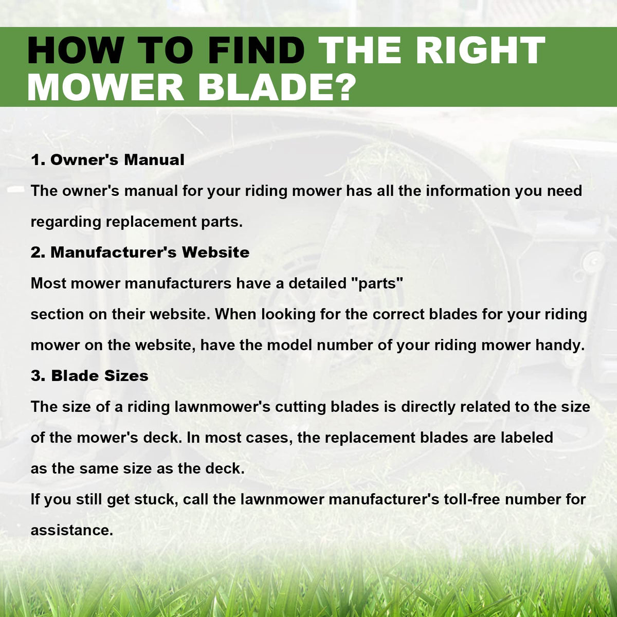 Easy installation and 1-year warranty on Aeagle mulching blade