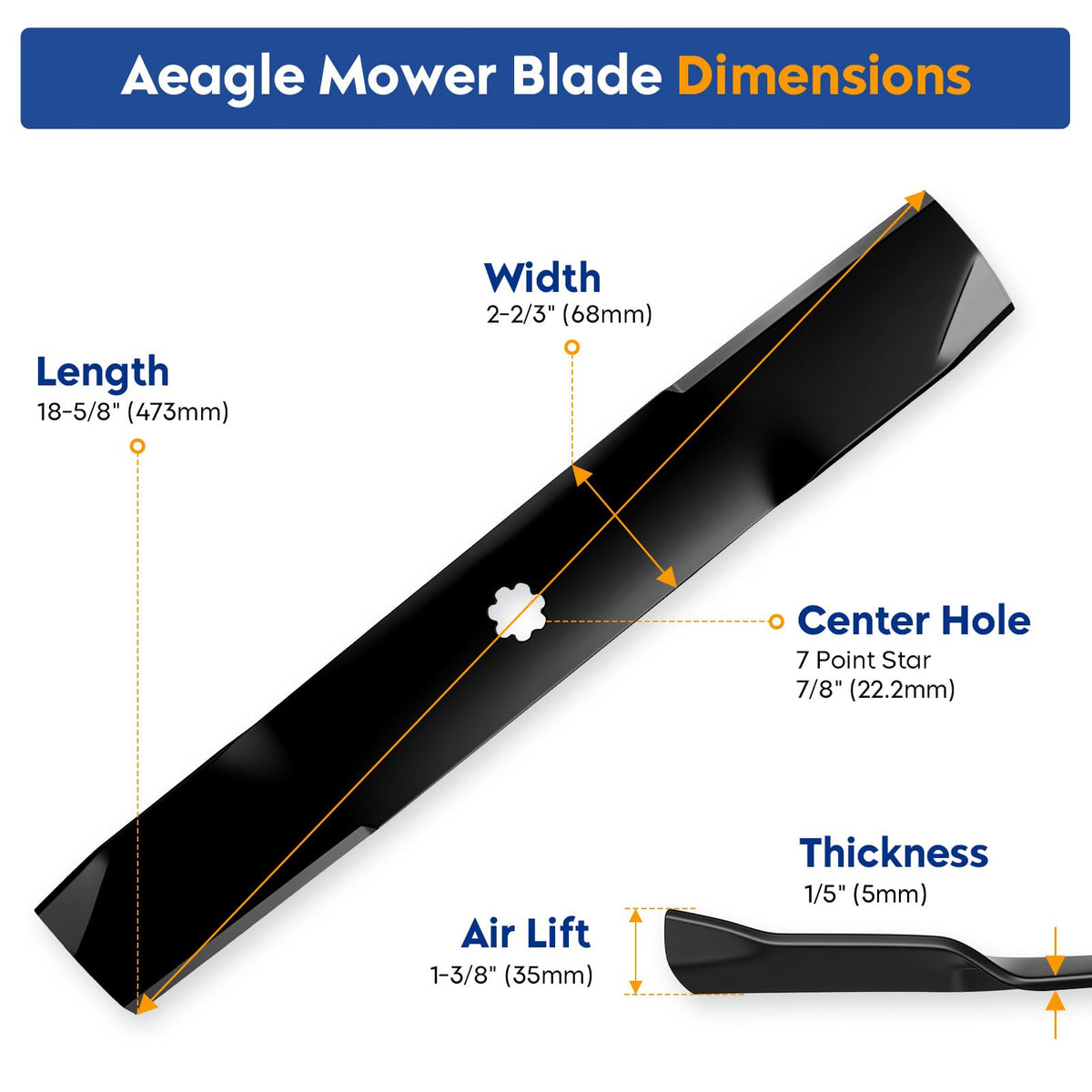 Aeagle 3-pack deck blades ready to replace worn mower blades efficiently.
