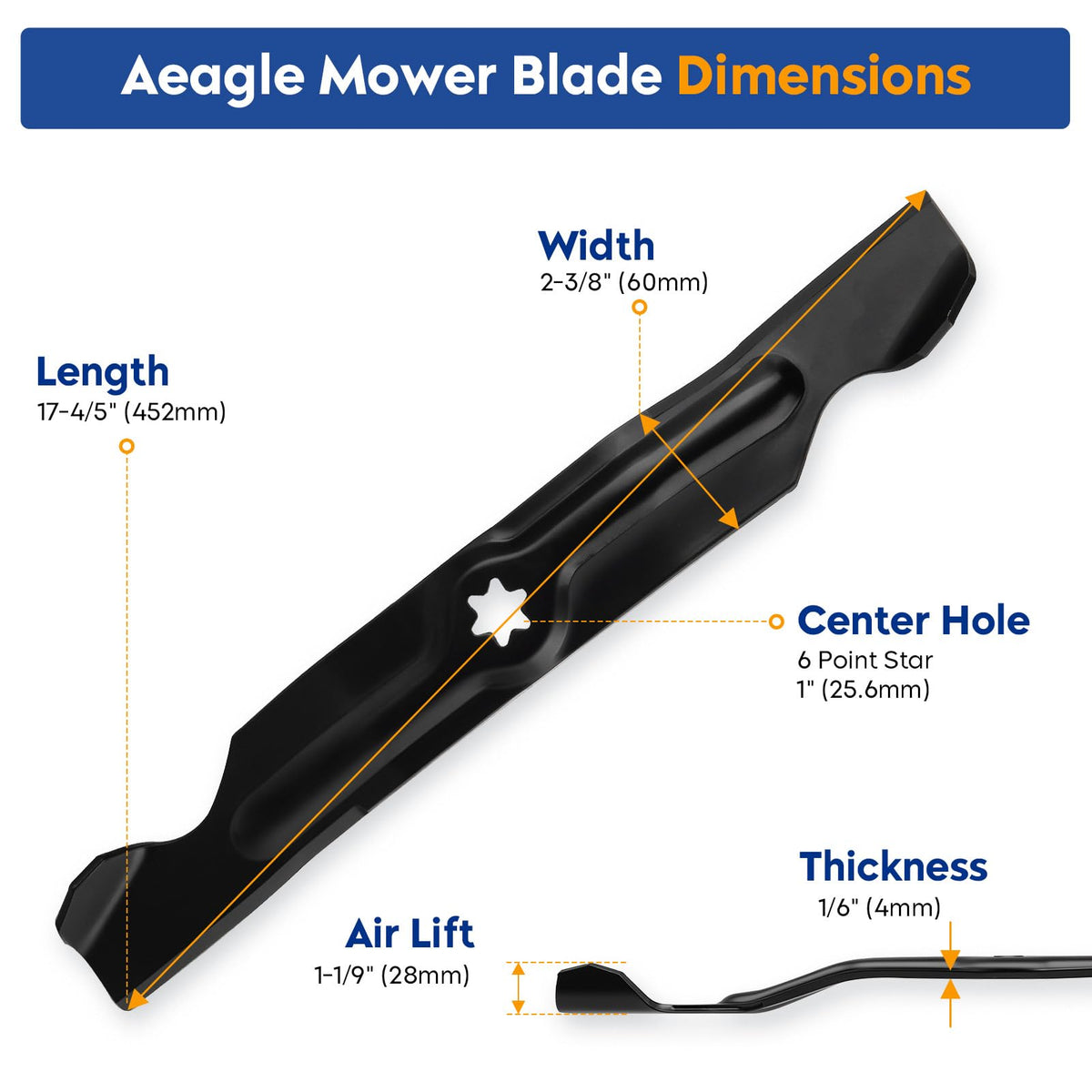 Closeup of Aeagle 6-point star blade for stable performance