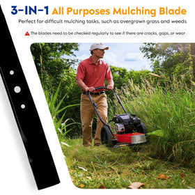 Aeagle mulching blade edge with safety-coated finish and resharpening potential