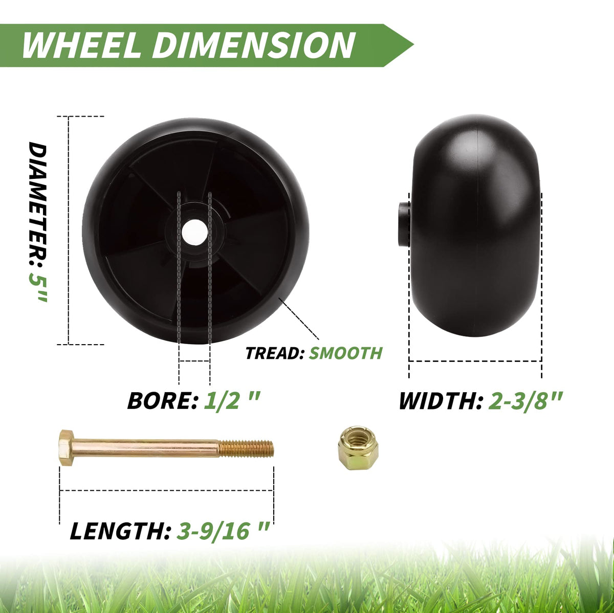 Aeagle deck wheel close-up shows rubber tread for durable traction