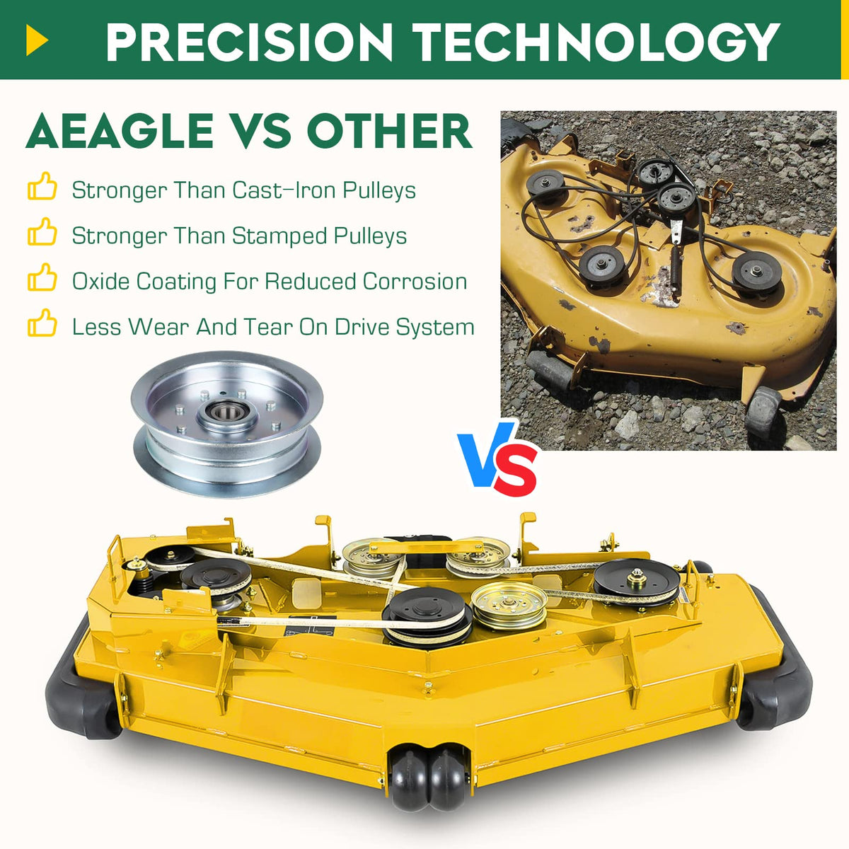 Aeagle flat idler pulley assembly guide helps verify proper mounting.