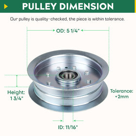 Aeagle flat idler pulley dimensions image highlights inner and outer diameters.