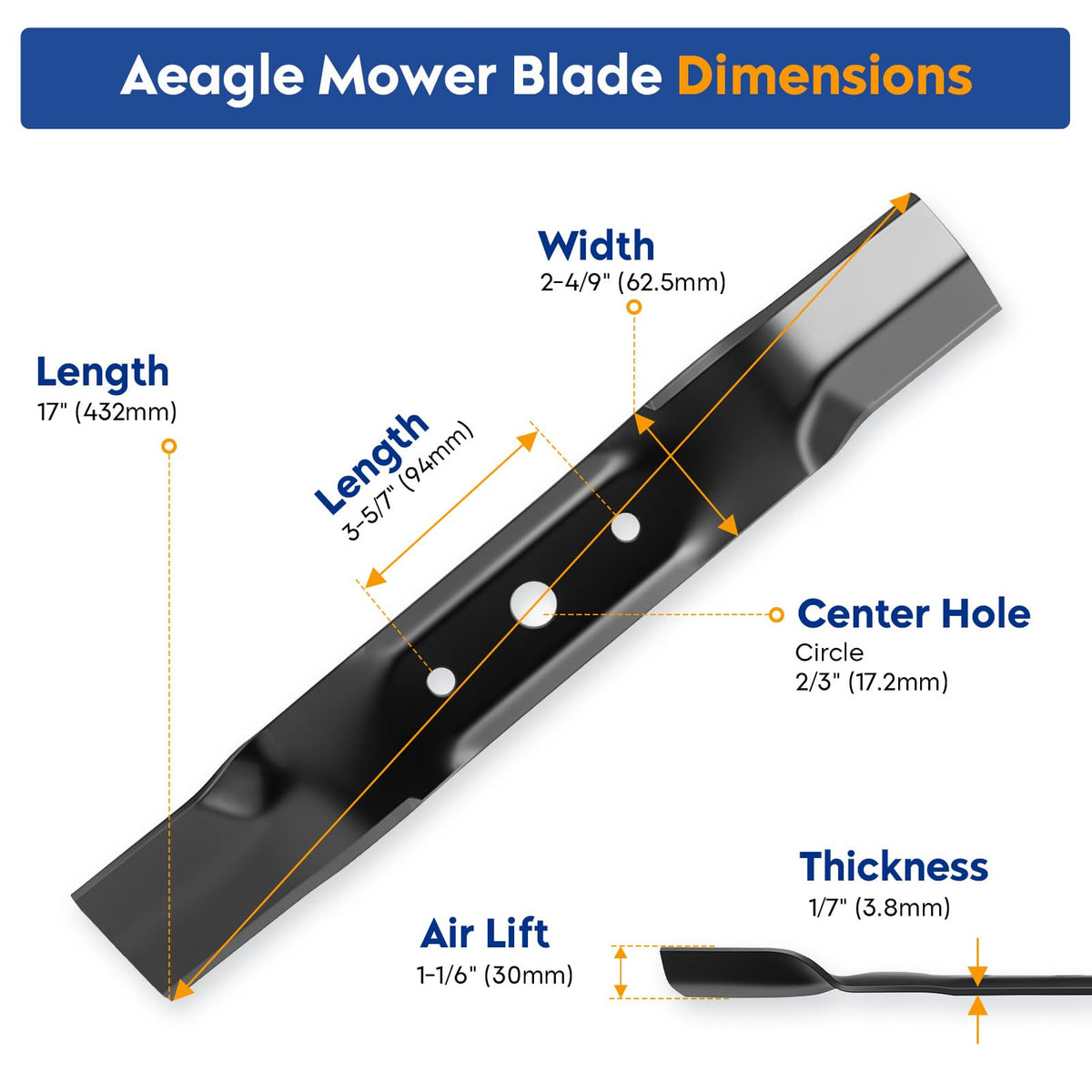 Aeagle GY20568 high-lift blades for John Deere L130 enhance grass lift and discharge efficiency.