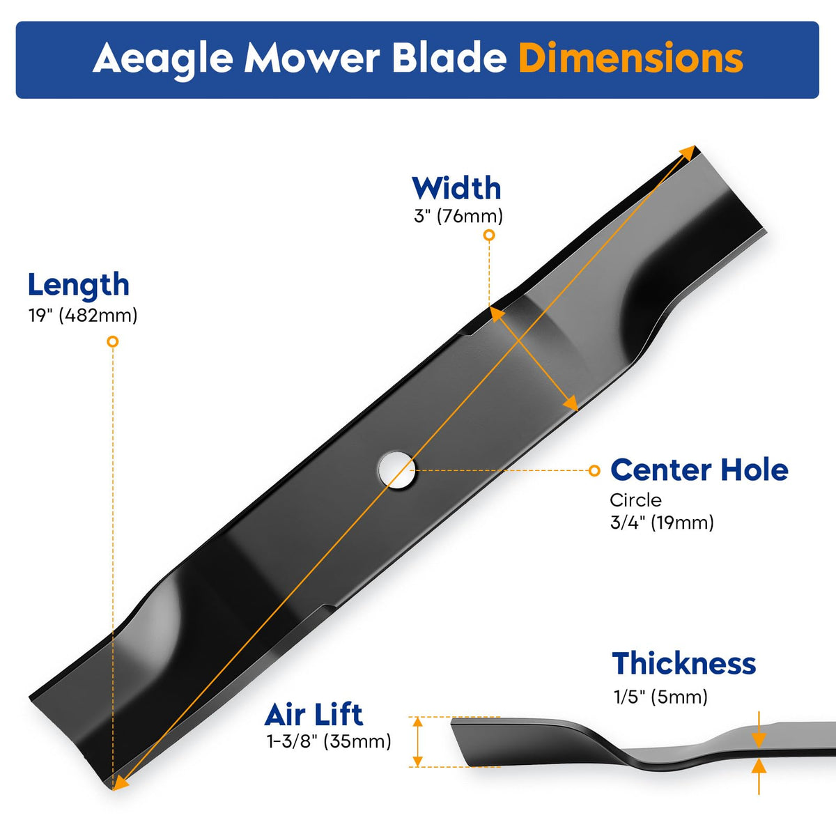 Aeagle high lift blade compatible with GTX2154 models.