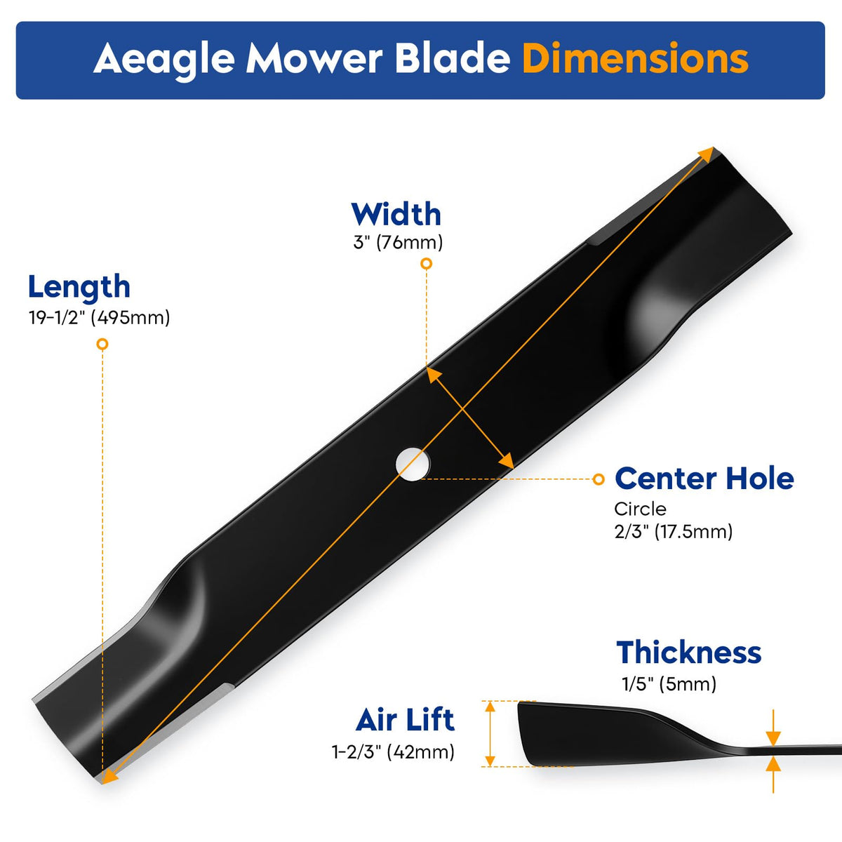 Aeagle high lift blade compatible with AM100945 and AM137324 for easy replacements.