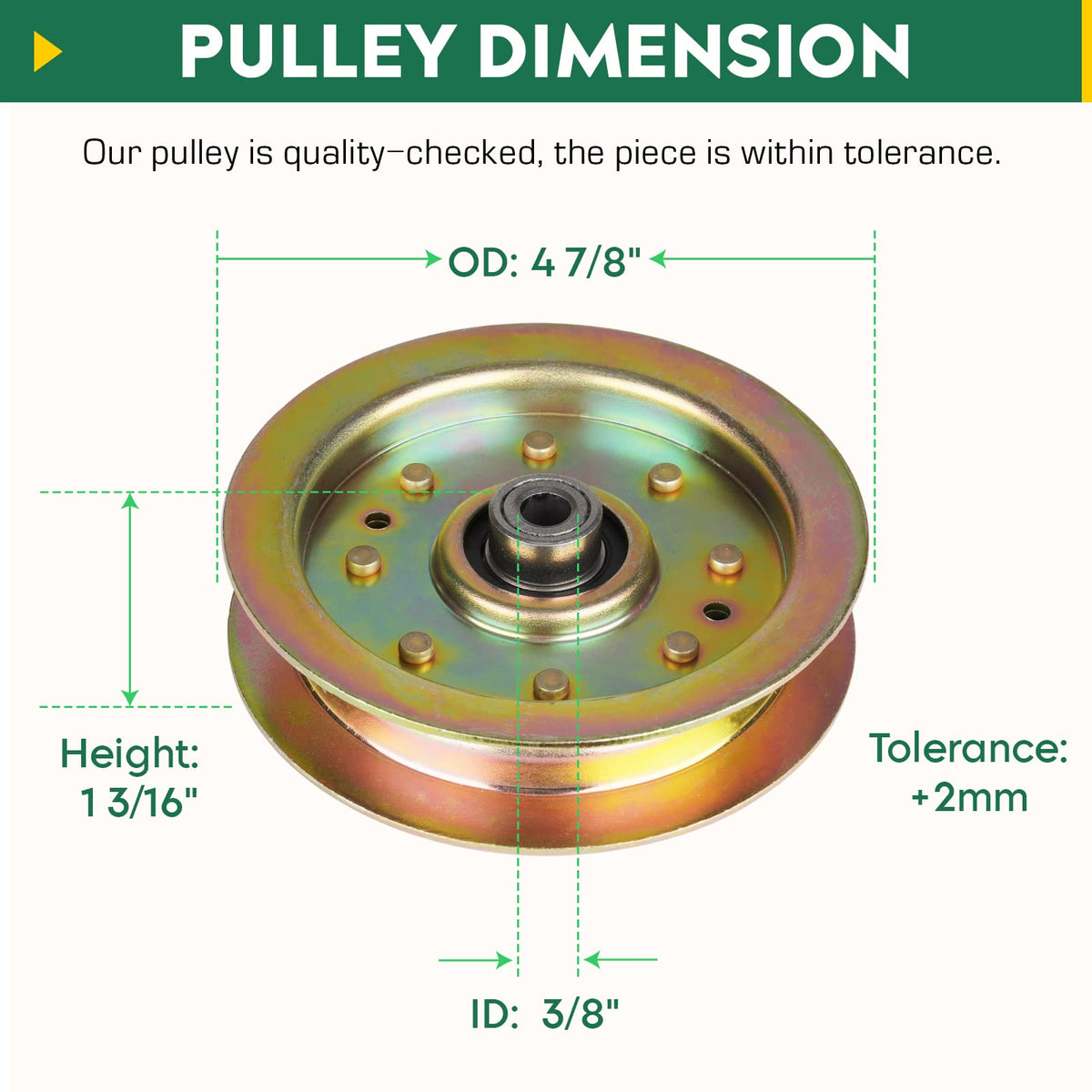 Aeagle idler pulley for Cub Cadet DS60 supports proper belt tracking.