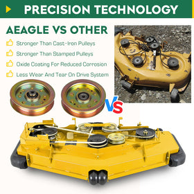 Aeagle idler pulley for Tank 60 deck demonstrates broad compatibility.