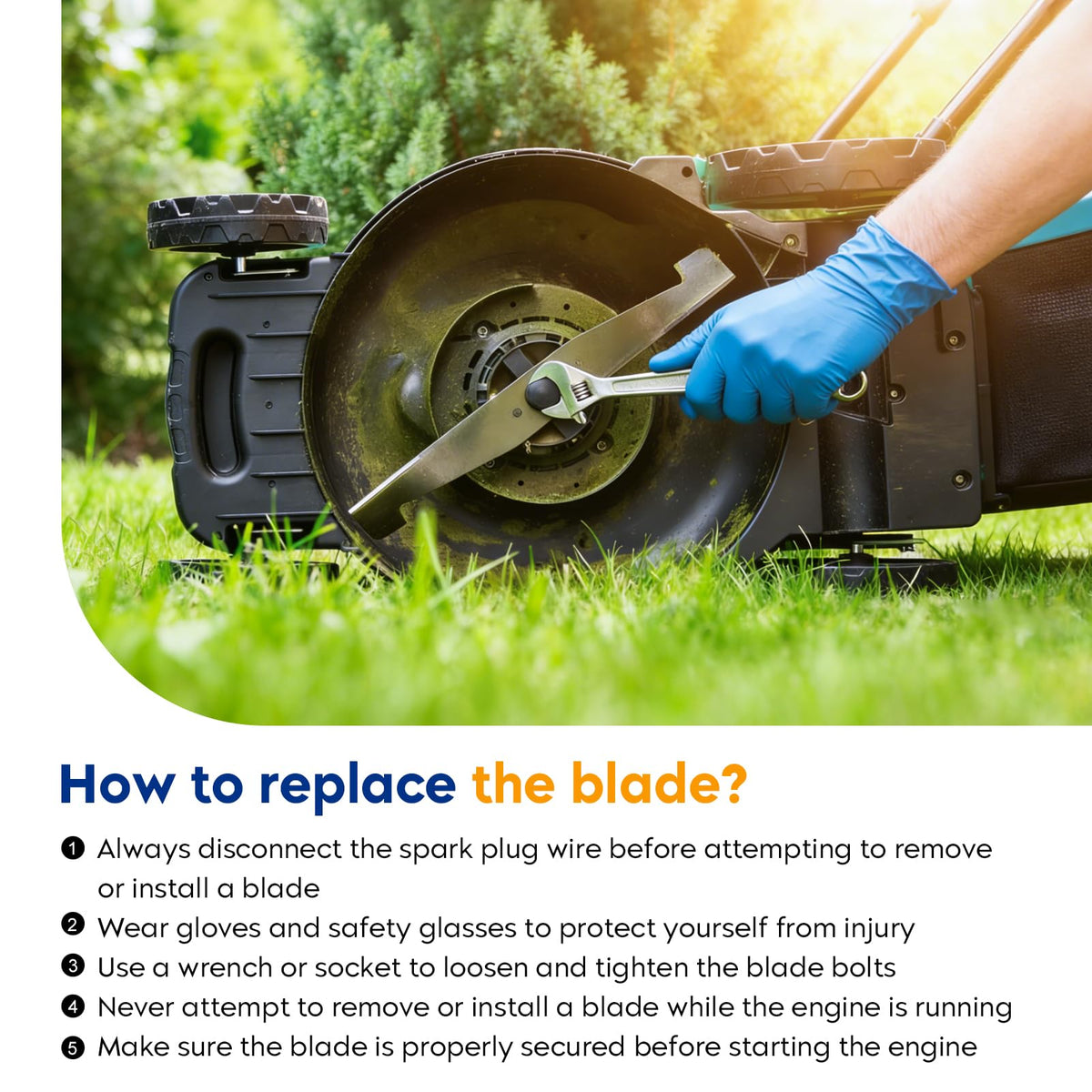 Aeagle mulching blade packaging and hardware included for quick installation.