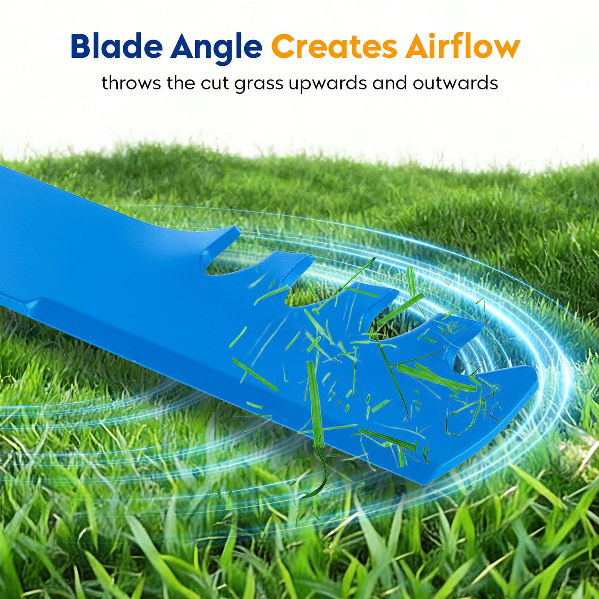 Aeagle Toothed Mower Blade high-lift geometry enhances lift for efficient mowing.
