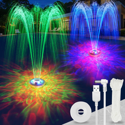 AearKing Upgraded Floating Pool Fountain lights up the water with six LED modes for a stunning ambiance.