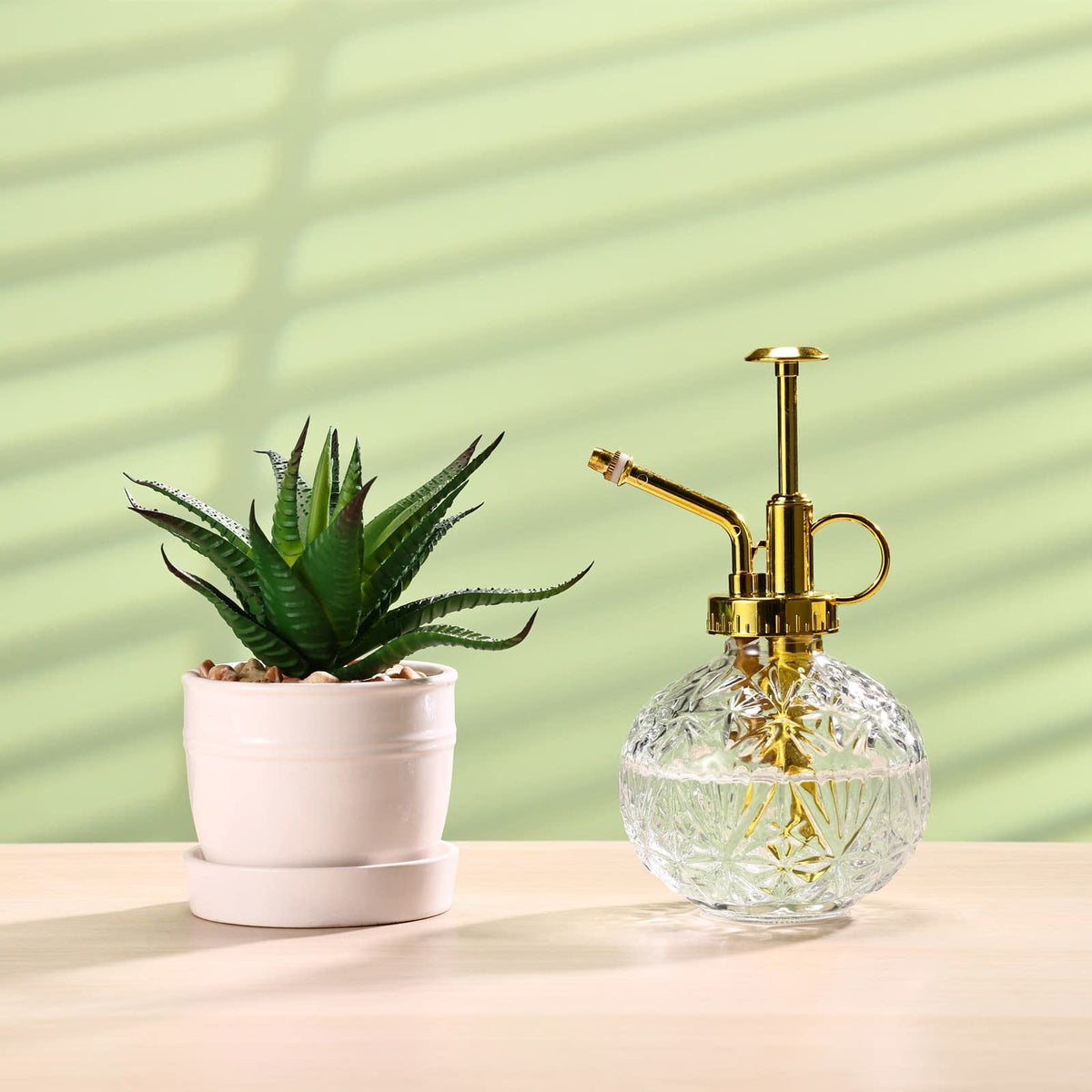 Aebor decorative spray bottle adds elegance to your windowsill or patio setup.
