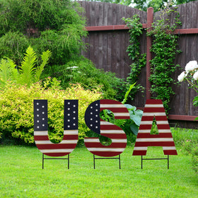 Aecipl metal USA yard sign stake for outdoor display.