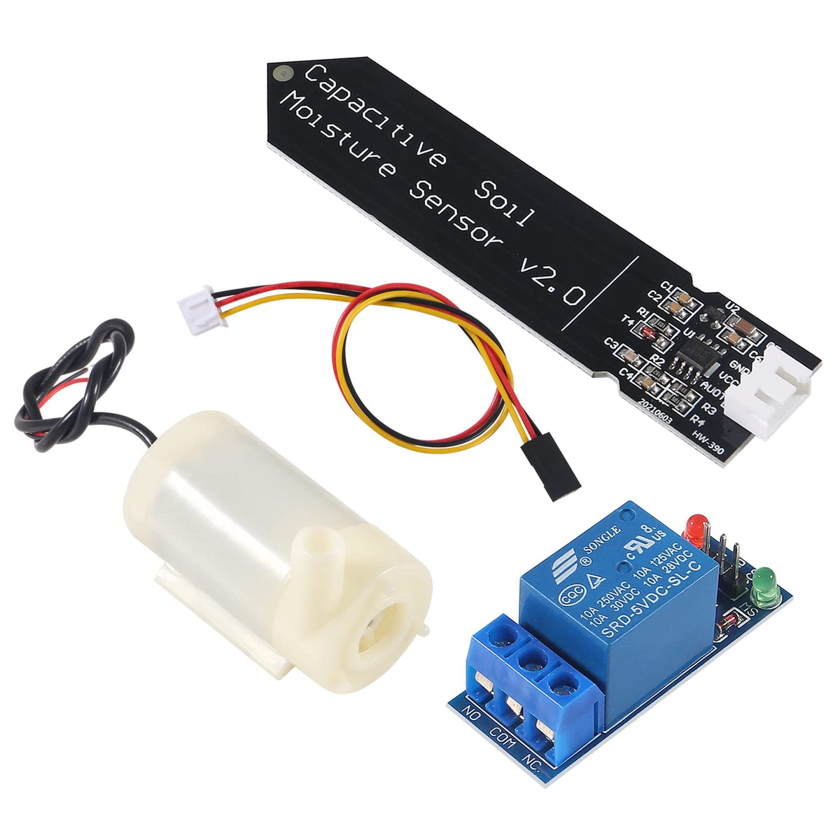 AEDIKO one-channel relay module controlling the water pump.