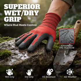 Aegend Gardening Gloves in red high-visibility edition for quick location.