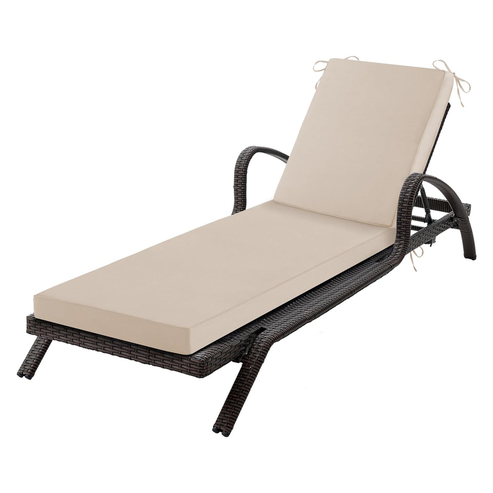 Aegisun beige chaise lounge cushion full set for poolside comfort