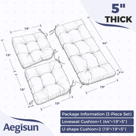 Aegisun loveseat cushion 44 by 19 inches for outdoor lounging