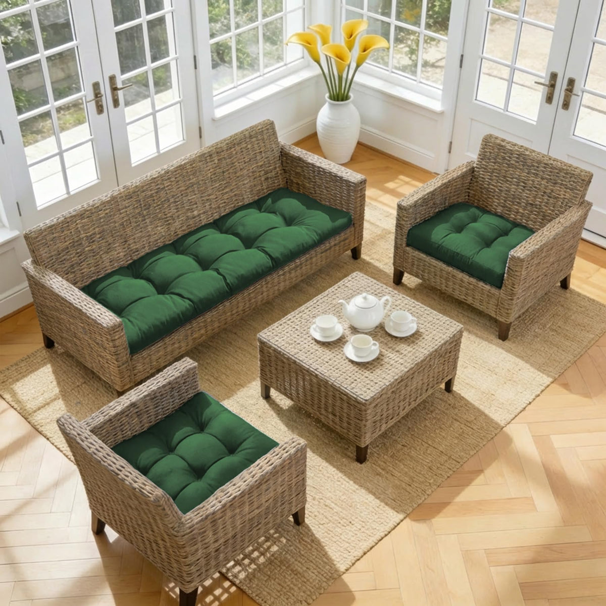 Aegisun cushions showing non-slip base and attachment ties for secure fit