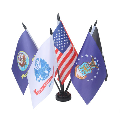 AEHKD 6Pack military desk flags on a desk-ready set for vibrant patriotic display at work