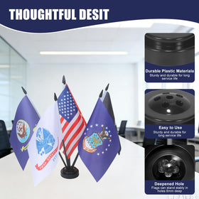 AEHKD six-flag desk stand enables organized coordinated displays