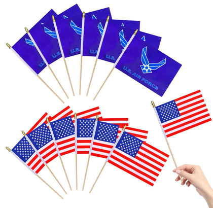 AEHKD mini flag with USA Air Force Wings on a wooden stick for events